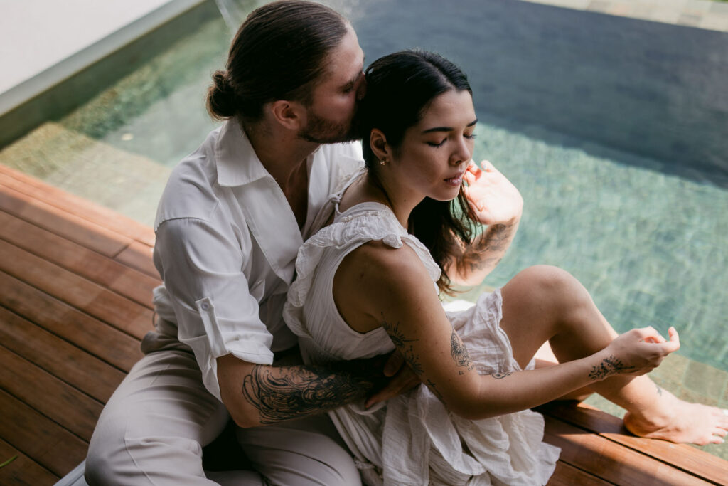 Close-up of a couple sharing a tender moment during their Elopement Thailand