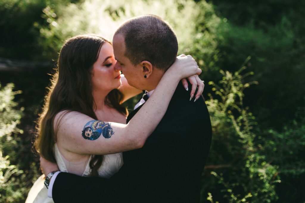 couple sparing alone time together after their wedding ceremony 