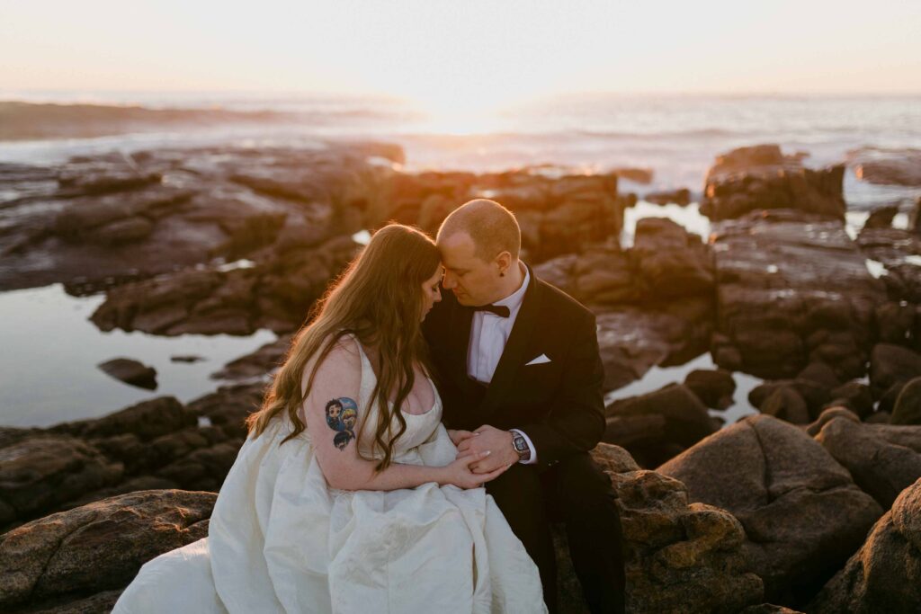 sunset portrait session after exchanging vows for their wedding