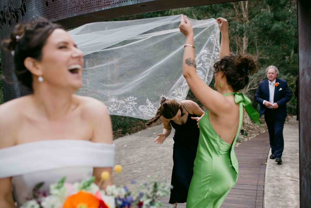 Newly married couple celebrating with guests during a Perth micro wedding
