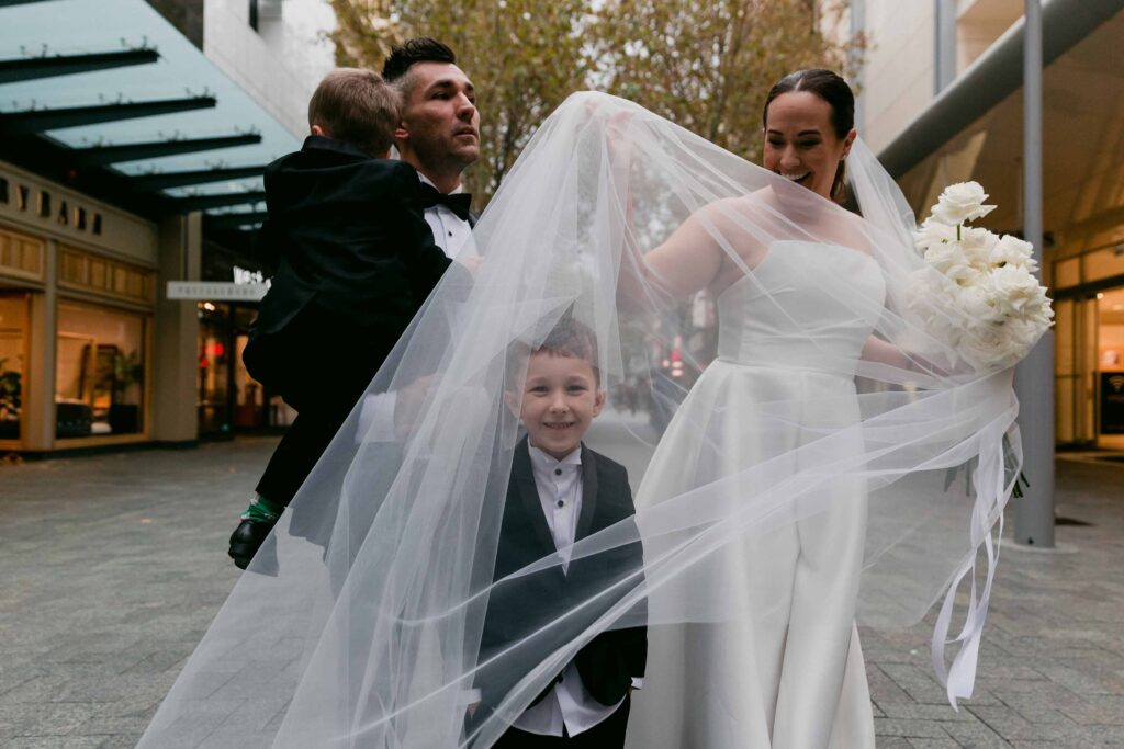 Candid family moments after an intimate wedding ceremony in Perth