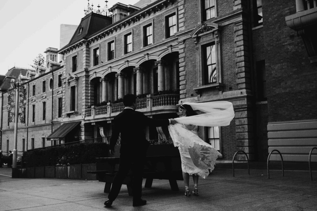 Perth micro wedding portraits in windy and dramatic weather