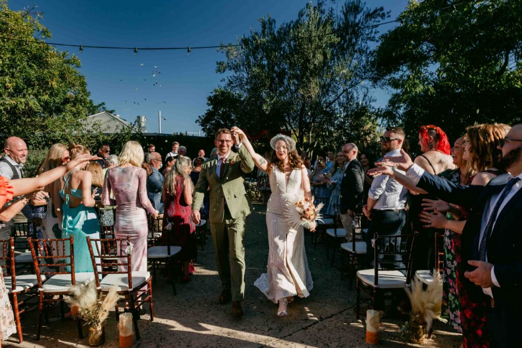 walking down the aisle perth city farm micro wedding