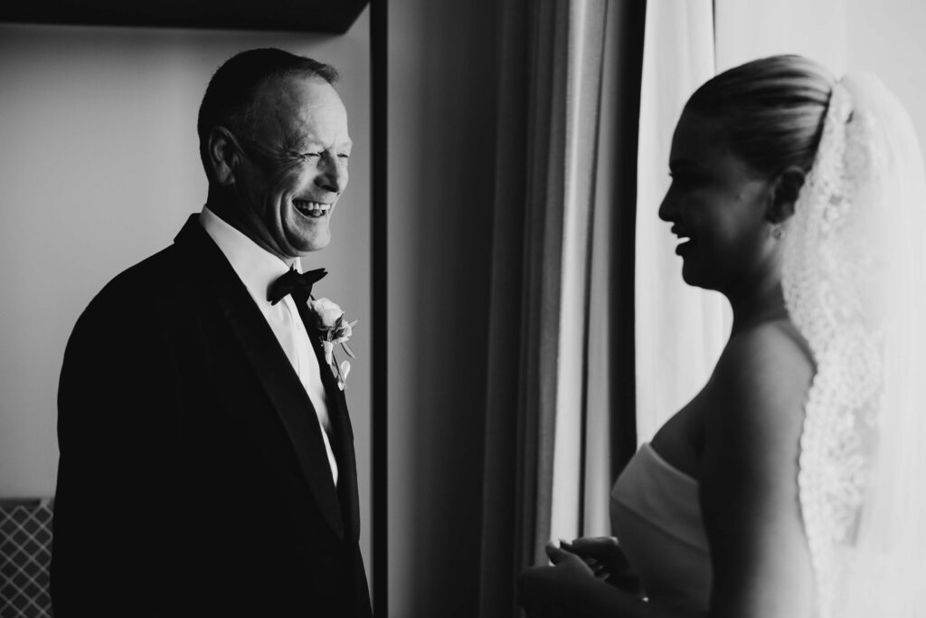 conversation with parent and bride before walking down the aisle