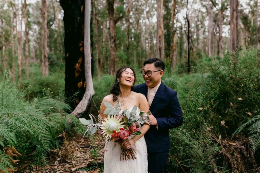 couple embracing during their Perth pre-wedding photoshoot.