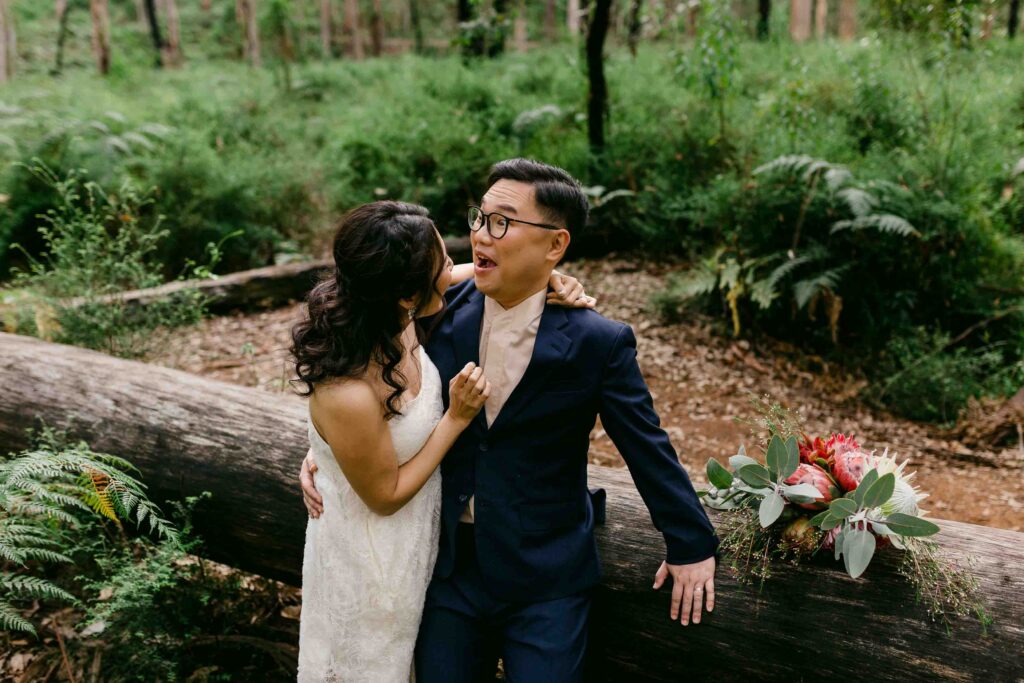 man stunned by fiances gesture during their Perth pre-wedding photoshoot.