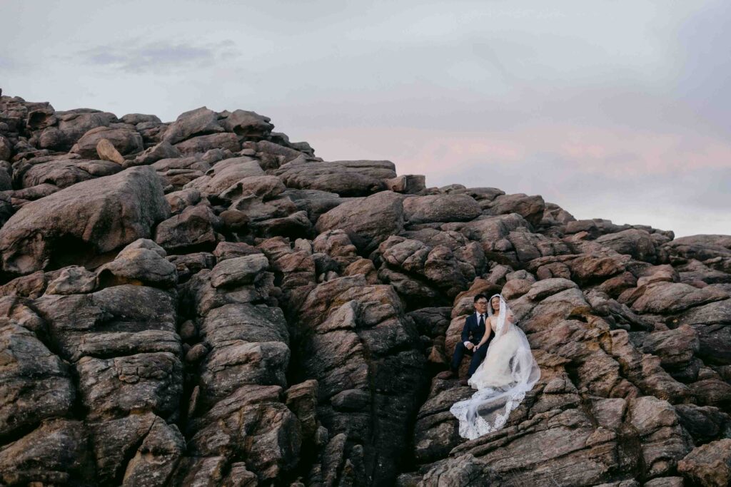 Intimate couple portrait at Sugarloaf Rock in the Margaret River Region