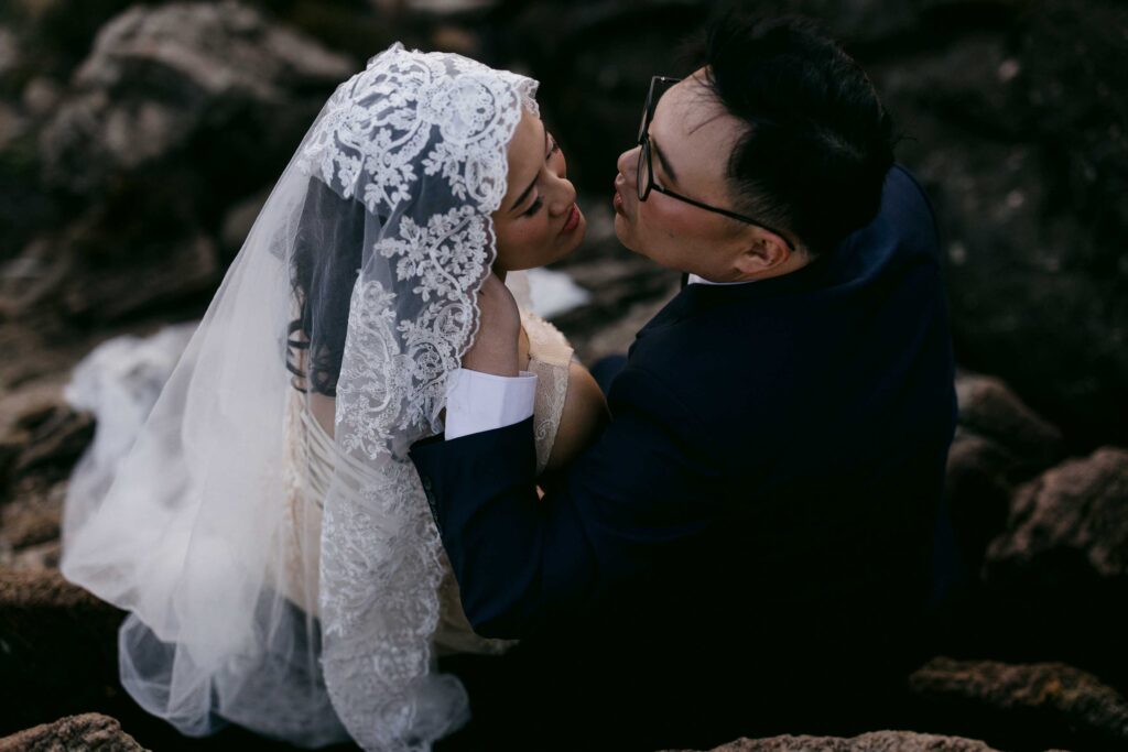 Intimate couple portrait at Sugarloaf Rock in the Margaret River Region