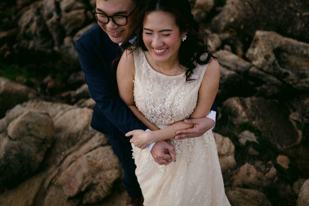 Intimate couple portrait at Sugarloaf Rock in the Margaret River Region