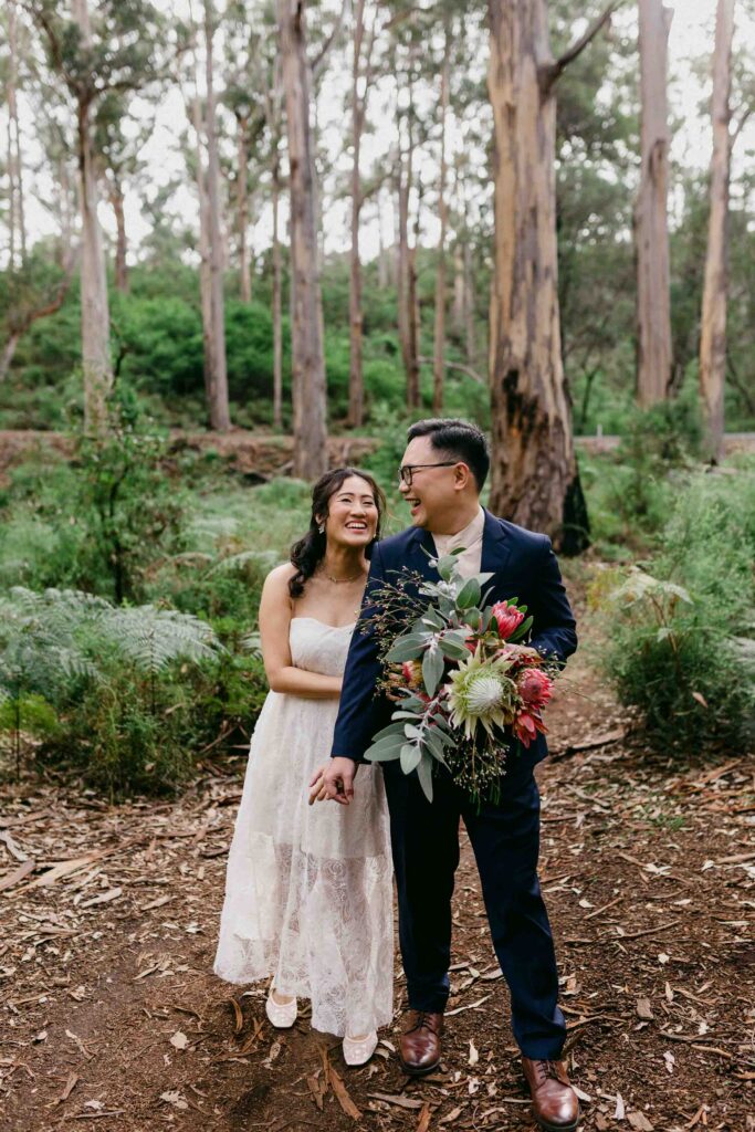 Natural bridal makeup and native bouquet for a Margaret River pre-wedding