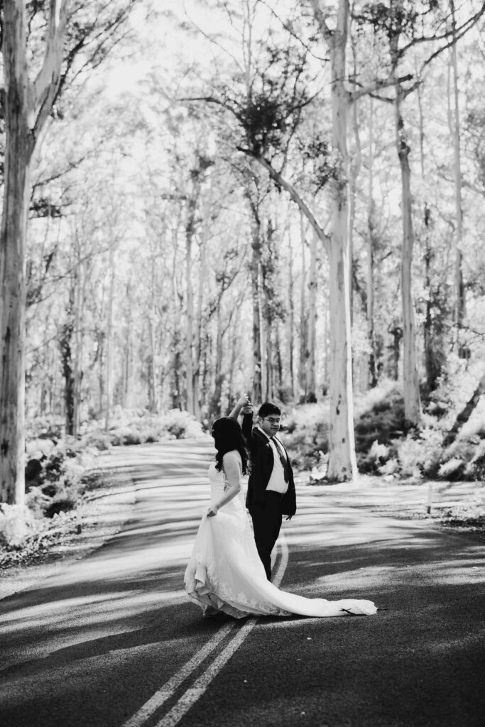 Cadence and Nicholas sharing a playful dance in Boranup Forest
