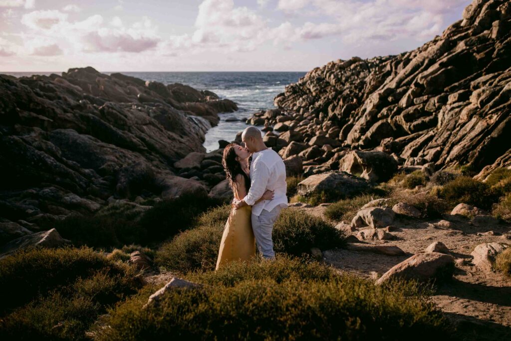Howie and Jocelyn during their Injidup Natural Spa pre-wedding shoot