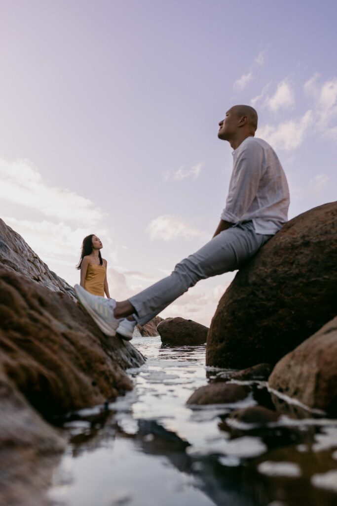 Artistic couple photo at Yallingup injidup spa pre-wedding session Margaret River