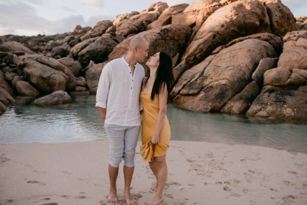 Howie and Jocelyn on a small beach near Injidup Natural Spa