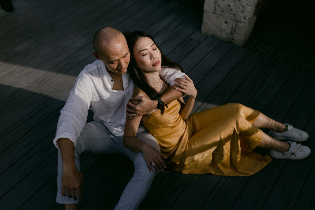 relaxed couple portrait at South West accommodation near Margaret River