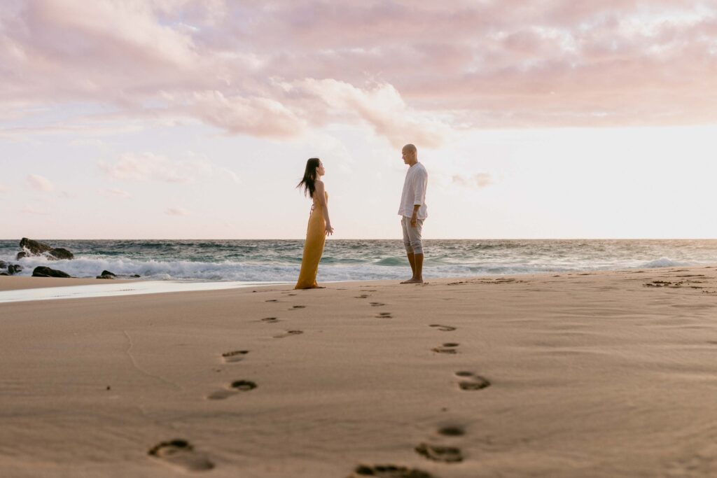Wide coastal portrait during an Injidup Natural Spa pre-wedding shoot
