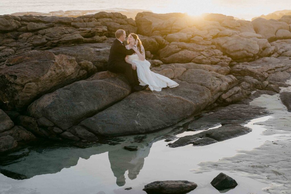 Romantic sunset portrait during a Margaret River forest elopement