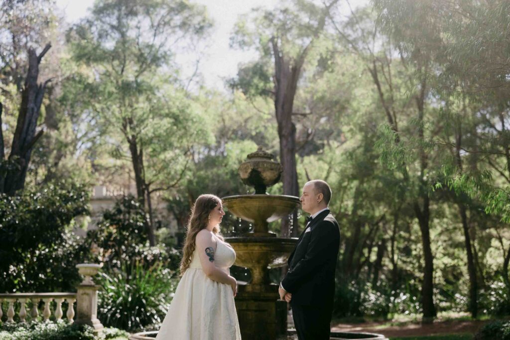 Megan and Jake during their intimate Margaret River elopement at La Forêt