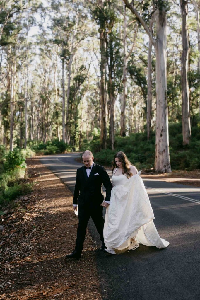 Bride and groom portrait at Boranup forrest in Margaret River