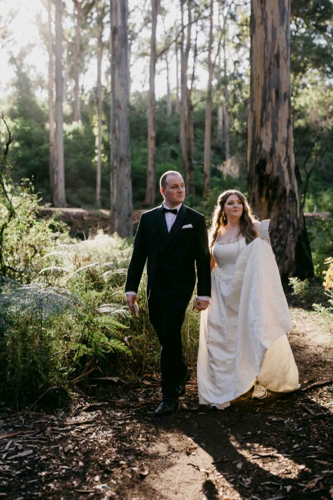 Bride and groom portrait at Boranup forrest in Margaret River