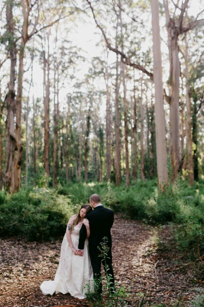 Bride and groom portrait at Boranup forrest in Margaret River