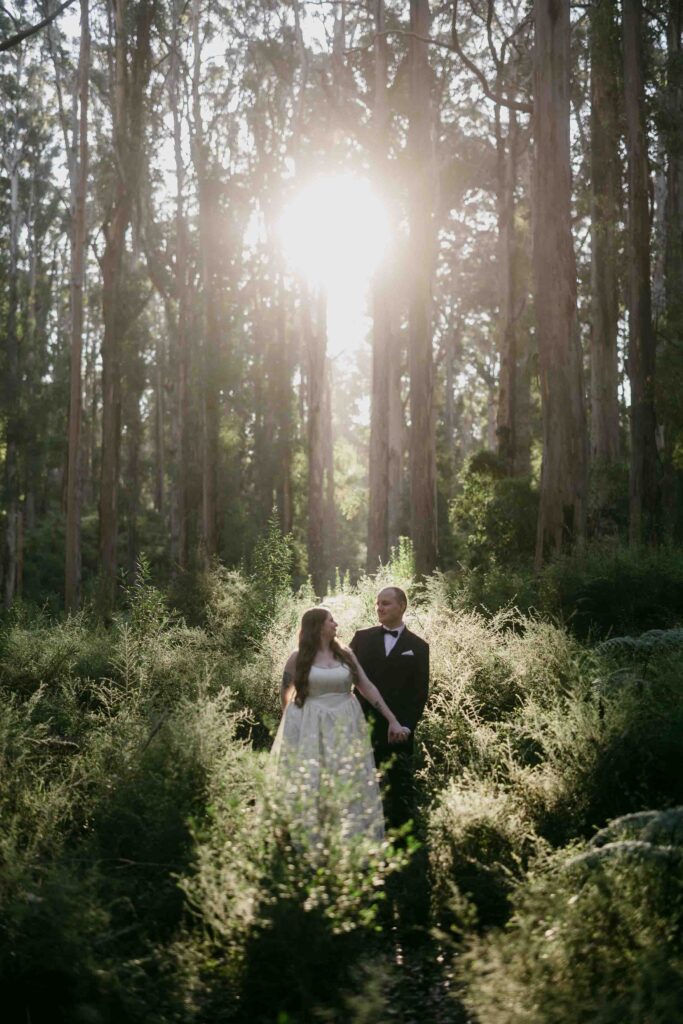 Bride and groom portrait at Boranup forrest in Margaret River