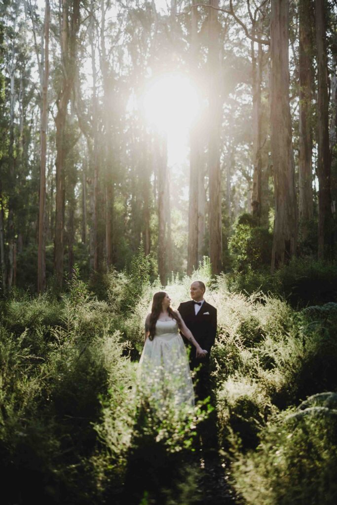 Bride and groom portrait at Boranup forrest in Margaret River