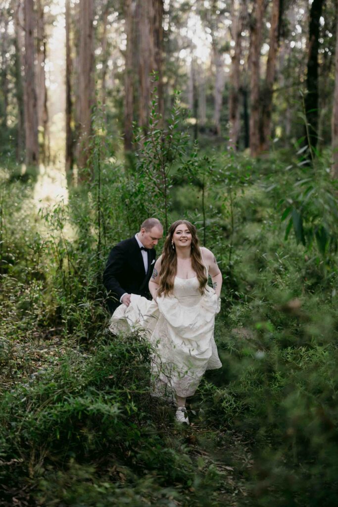 Bride and groom portrait at Boranup forrest in Margaret River