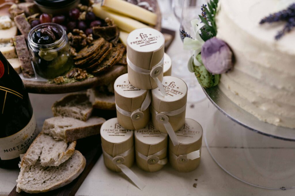 Cake and macaron table at an intimate Marlee Pavilion wedding
