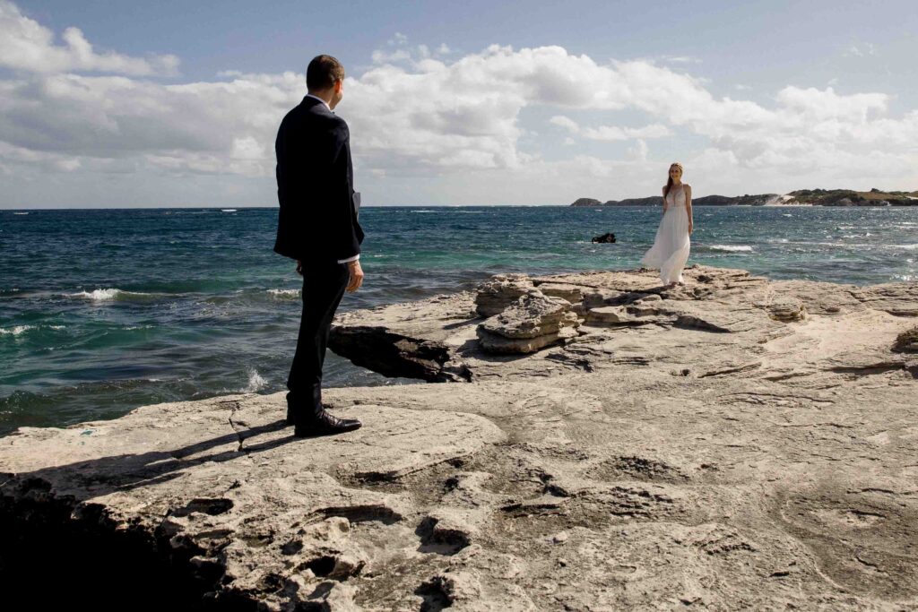 Coastal portrait during a Rottnest Island micro wedding photoshoot

