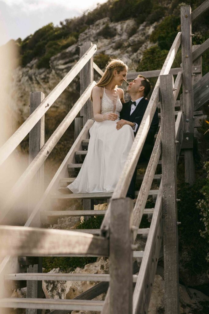 Romantic Rottnest Island wedding portrait by the ocean