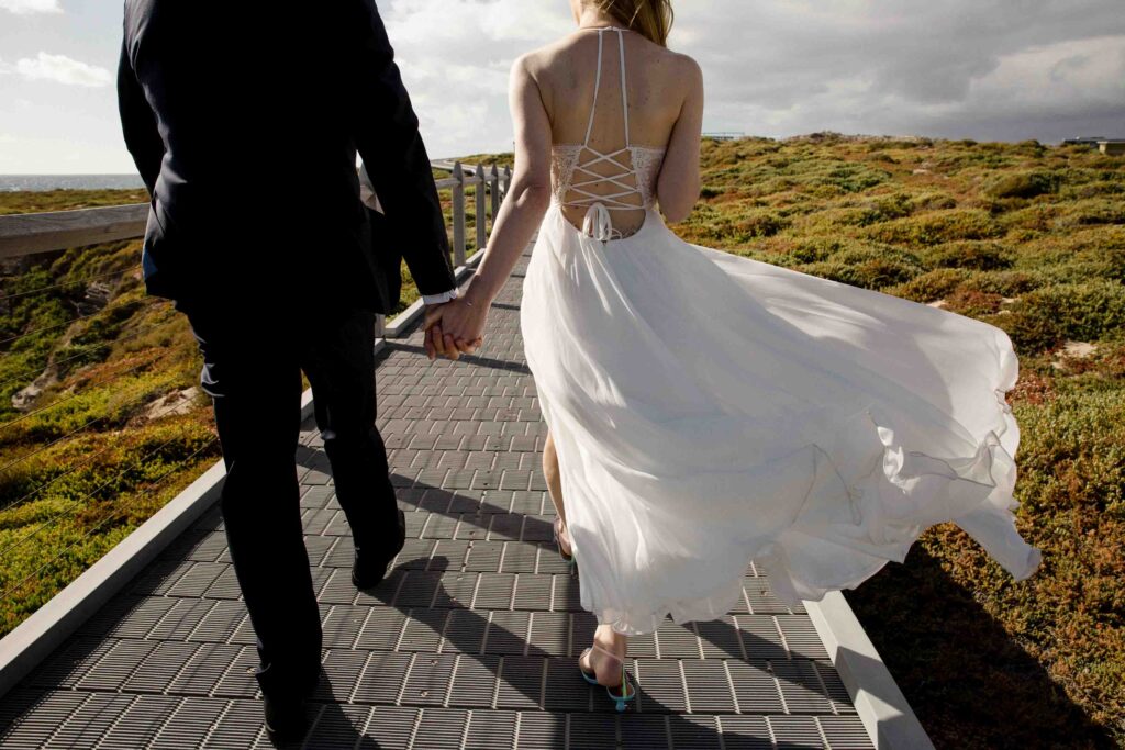 Destination wedding portrait in Rottnest after the micro-wedding in Kings Park 