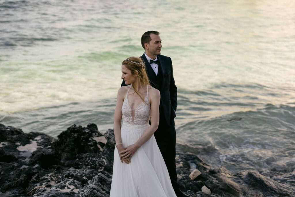 Destination wedding portrait in Rottnest after the micro-wedding in Kings Park 