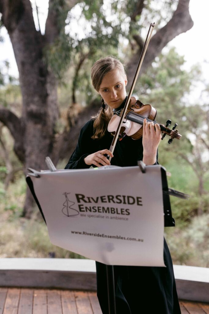 Riverside Ensembles violinist performing at a Kings Park micro wedding