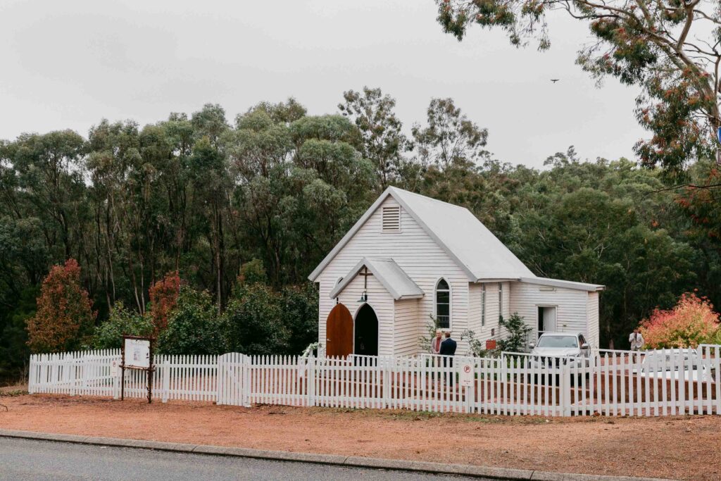 St Paul’s Anglican Church surrounded by autumn colours in Jarrahdale