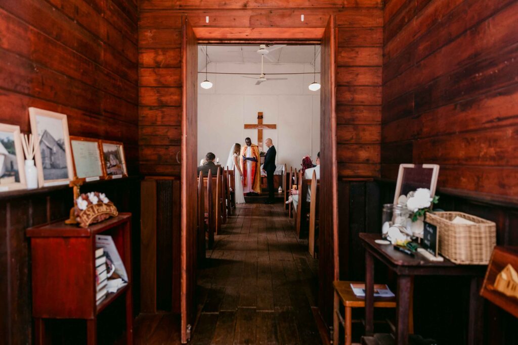 Couple exchanging vows during their Jarrahdale micro wedding