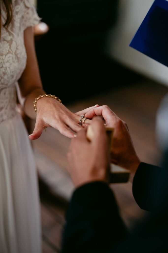 Couple exchanging rings during their Jarrahdale micro wedding