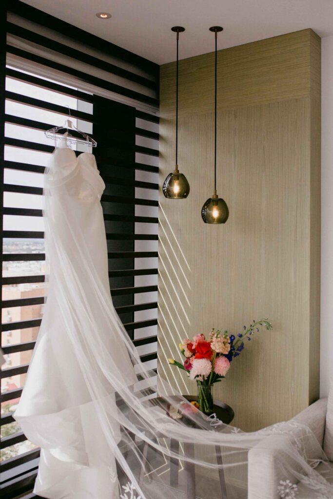 westin hotel wedding prep dress