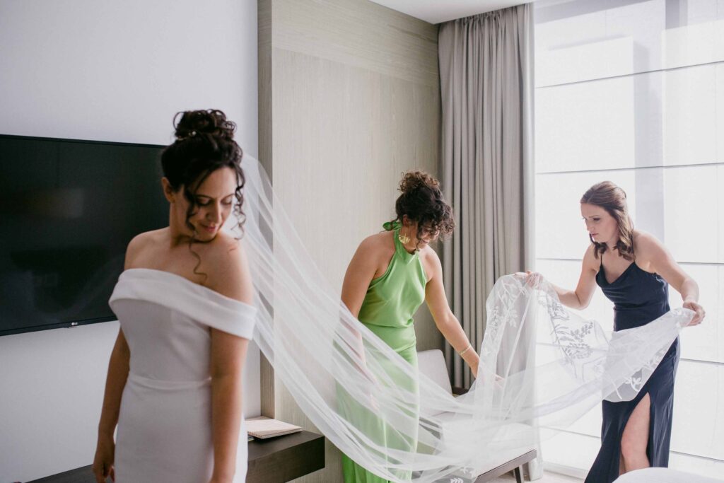 Bride preparing for her intimate Marlee Pavilion wedding