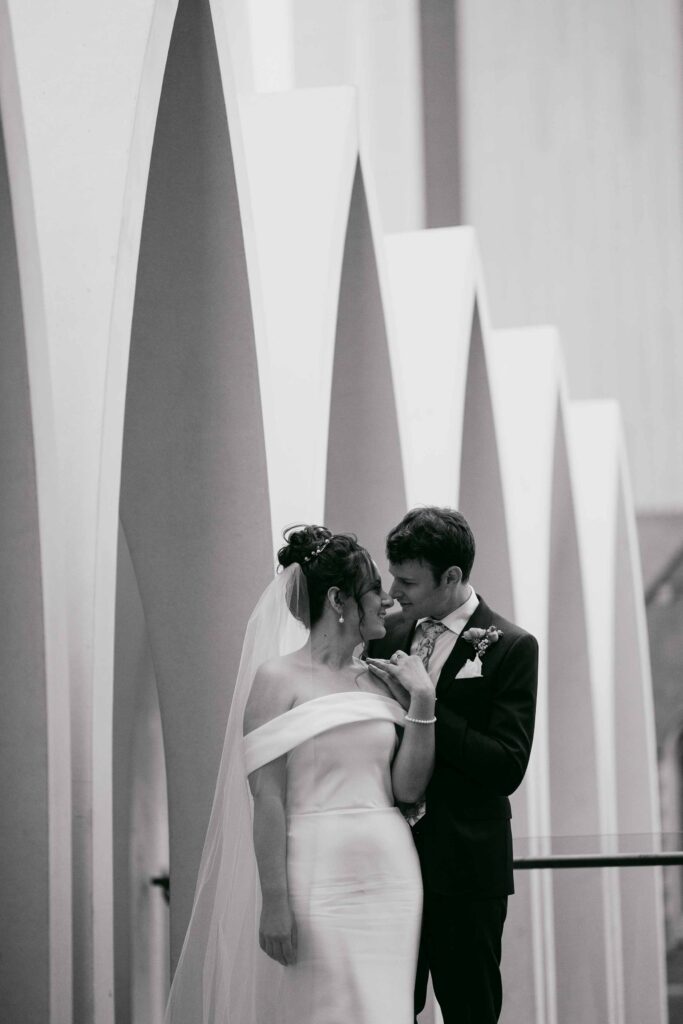 Bride and groom photographed near St George’s Cathedral Perth