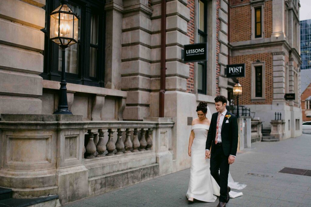 Marree and Marcus after their intimate Kings Park micro wedding